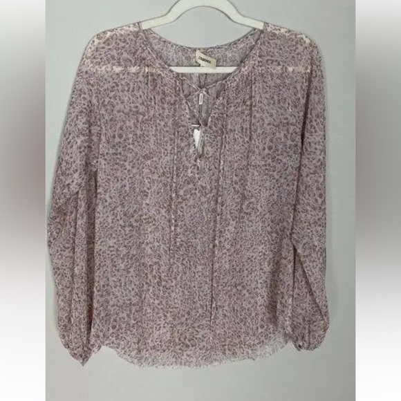 L’AGENCE lace up blouse 100% poly crinkle sandalwood size XS NWT